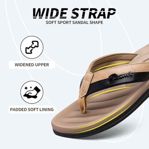 Image of Men's Flip Flops Sandal Casual Comfortable Outdoor Thong Sandals for Men Summer Beach Slides Lightweight Non-Slip Shoes with Soft Cushion Arch Support