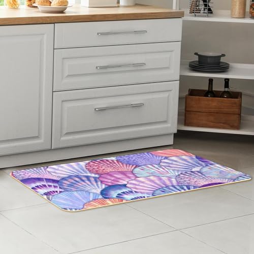 Tapetes de cocina VAPOKF con estampado de conchas de mar lavables y antideslizantes para pasillo 7