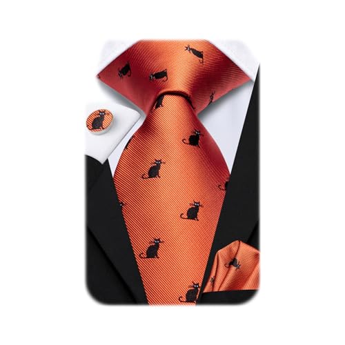 Image of Dubulle Silk Ties Set for Men Formal Paisley Striped Necktie Pocket Square Cufflinks 3PCS Sets Wedding Business Party