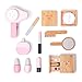 umu Wooden Beauty Salon Toys for Girls Makeup Playset 12 Piece Kit with Makeup, Brush, Mirror and Cosmetics Case for 3, 4 and 5 Olds