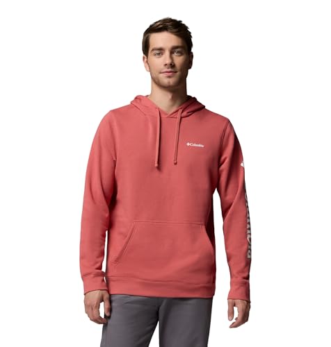 Columbia Men's Trek Long Sleeve Hoodie, Washed Red/CSC Sleeve Logo, Small
