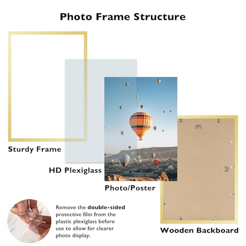 Image of JCJMY 17x22 Picture Frame Gold for Poster Photo Picture, Horizontal and Vertical Formats for Wall Hanging, 17 x 22 Wall Gallery Poster Photo Frame for 17 by 22 Photos Posters, Gold