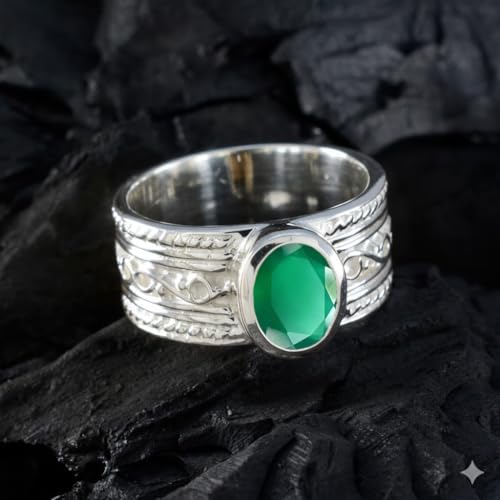 Image of 55Carat Choose Your Color Genuine Gemstone Sterling Silver Ring Band Vintage Handmade Jewelry Sizes 5-12
