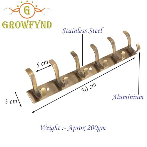 Image of Heavy Duty S Type Stainless Steel Cloth Hanger Suitable for Bathroom Bedroom Kitchen Wall Hook Rail Hanging Scarf Coat Keys Tie Towel Door Robe (Pack of 3, 6 Pin Antique)