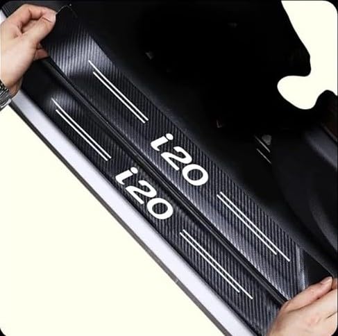 Car Door Sill Protector for Hyundai i20 | 4 Pcs Carbon Fiber Reflective Scuff Plate Stickers | Anti-Scratch, Waterproof Door Entry Guard Threshold Protector (Pack of 4)-picture-18