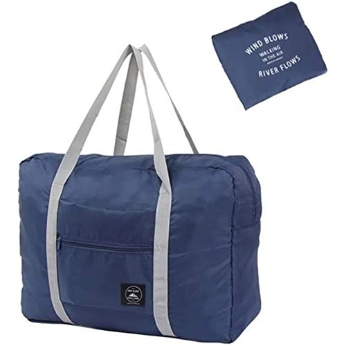 Foldable Travel Duffel Bag Luggage Sports Gym Water Resistant Nylon Multipurpose for Clothes Organizer (Blue)