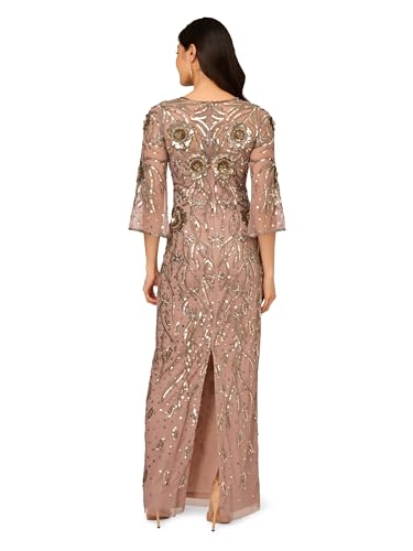 Image of Adrianna Papell Women's Beaded Mesh Long Dress