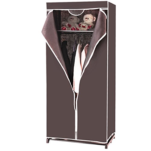 RELAX4LIFE Armoire de Rangement en Tissu Non-tissé avec Structure Métallique, Penderie de Vêtement Pliable avec Grand Espace de Stockage pour Chambre, Vestiaire,75 X...
