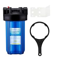 Geekpure 10-Zoll Großes Wasserfilter Gehäuse 1 BSP Auslass/Einlass mit Schraubenschlüssel und Halterung-Blau Farbe-4,5 x 10 (1)