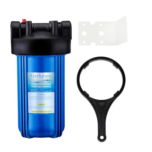Geekpure 10-Zoll Big Blue Water Filter Gehäuse 1-Zoll Outlet/Einlass mit Schraubenschlüssel und Halterung-blau Farbe-4,5" x 10"