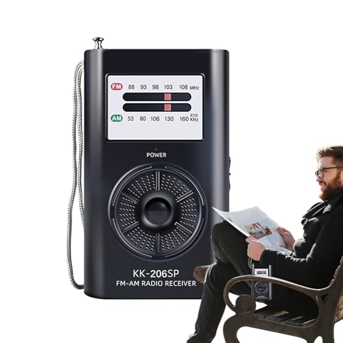 Radio a pilas receptor FM AM portátil con sintonización analógica y cordón para viajes