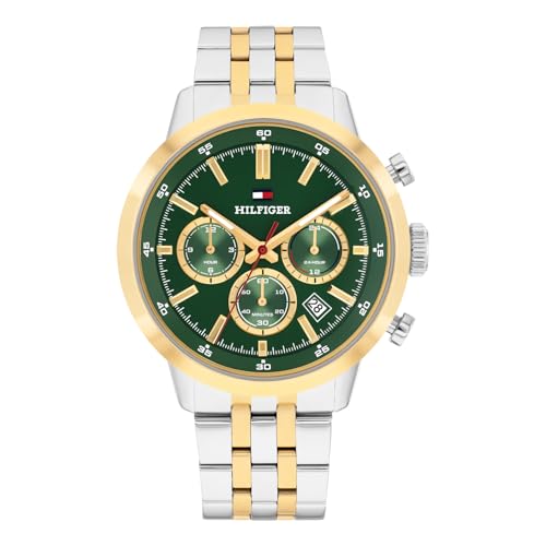 Image of Tommy Hilfiger Kent with Green Dial Gold Stainless Steel Strap Watch for Men - TH1710754