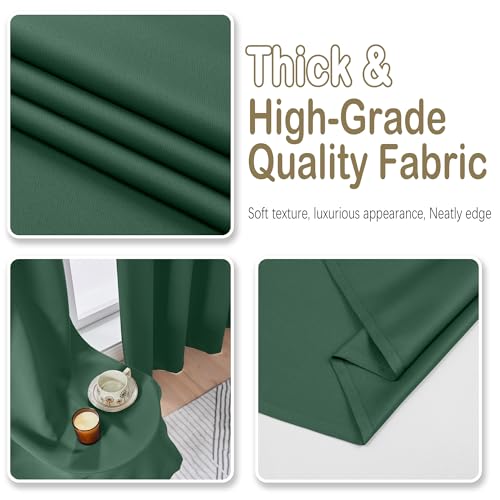Image of Christmas Green Blackout Curtains 84 Inches Long 2 Panels Set, Solid Thermal Insulated Soft Blackout Curtains for Bedroom, Rod Pocket Window Treatments Drapes for Living Room, 2x50Wx84L Inches