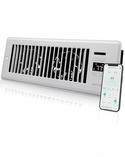 Howeall Super Quiet Register Booster Fan for 4 x 12 Register Holes Smart Vent with Dual Intelligent Thermostat and WIFI App Control Heating Cooling AC Vent Fan (White)