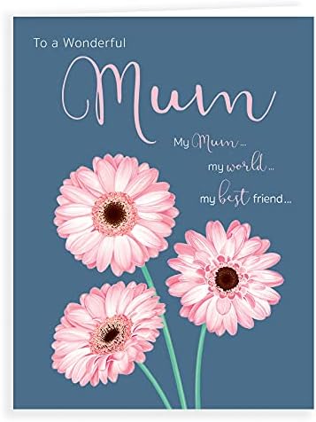 Luxury Beautiful Contemporary Birthday Card Wonderful Mum - 8 x 6 inches - Koko Designs, K70007,pink