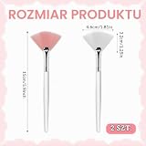 TIESOME 2 pędzle wachlarzowe, 15 cm, miękki pędzel do masek do twarzy, aplikator kwasowy i makijaż, wysokiej jakości nylonowe włosie z aluminiową tulejką, różowy i biały (zestaw 2 szt.) (kolor A)