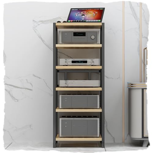 Meuble de rangement d'angle en bois pour vinyles et platine Hi-Fi