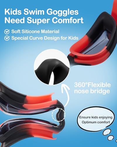 Image of Aegend Kids Swim Goggles, Pack of 2 Swimming Goggles for Children Boys & Girls Age 3-14
