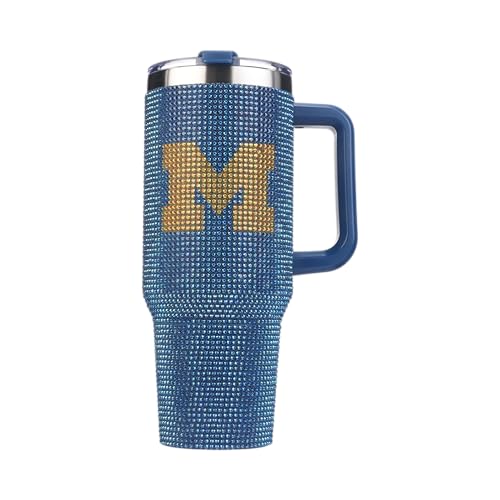 Image of The Memory Company Officially Licensed 40oz TC Bling Game Day Tumbler with Vintage Logo, University of Michigan