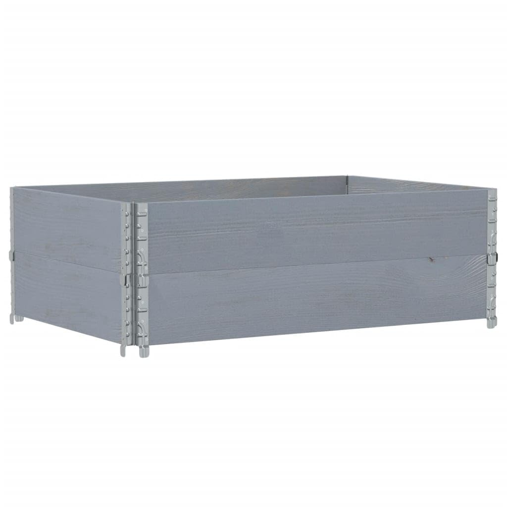 Paletten-Aufsatzrahmen 2 Stk. Grau 120 x 80 cm Massivholz Kiefer für Lager Logistik Versand, stapelbar und klappbar für Ladungssicherung, Frachtgut und Warenumschlag