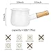 YumCute Home Enamel Milk Pot, Small Saucepan Milk Pot Butter Warmer 4 Inch 17 Oz Enamel Small Sauce Pan with Wooden Handle, Perfect Size for Heating Smaller Liquid Portions. (White）