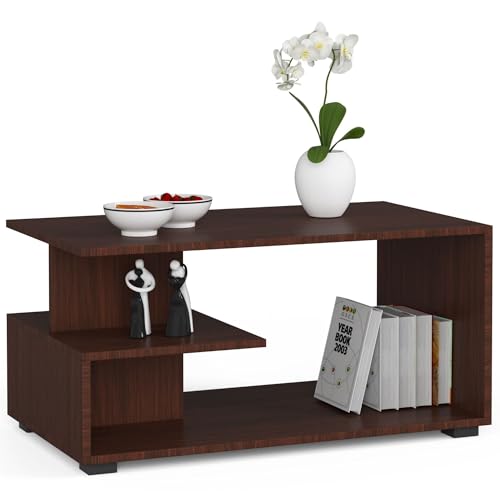 AKORD | Tavolino da Caffè in Legno | Tavolo Salotto Moderni | Credenza per il Soggiorno | Arredamento Casa | Tavolini a 3 livelli | Piano in laminato 16mm | 90 x 45 x 51 cm | Wengé