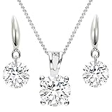 Feminin, Elegant, Klassisch und Chic, Pure Glam! 1 Stuck feine kurze Silberkette mit kleinem Steinanhänger in Diamantform und dezente hängende Silberohrringe mit rundem Steinchen / Glitzerstein. Hochwertiges Schmuckset mit einem Glitzer Strassanhänger in Juweliersqualität gefertig der deutschen Marke MYA art Premium Kollektion. Das Angebot beinhaltet ein original Schmuckstück in einer Geschenkbox von MYA art - eine einzigartige Geschenkidee