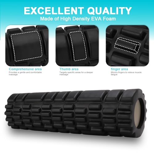 Foam Roller spiermassagerol voor het verlichten van spierspanning en drukontlasting in de rug op de wervelkolom massageapparaat voor Trigger Point 30 × 8 cm (zwart) - Afbeelding 5