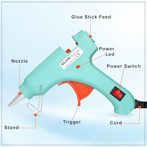 Image of DODUS Hot Glue Gun mini 20 watt with 5 Glue Sticks Transperent, On /Off Switch with Indicator (Multicolor)