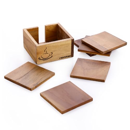 Image of Crystal Teakwood Handcrafted Tea Coaster | Cuppo | Set of 6