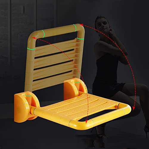 Ddtp Bath Stools,Wall Mounted Shower Stool, Folding Shower Seat Bench, Drop-Leaf Bathroom Shower Chair,Space-Saving Bath Bench For Bathing/Yellow #TOP18