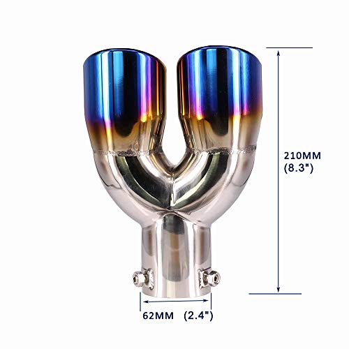 Queue d'échappement en acier inoxydable bleu double sorties 62mm - 2