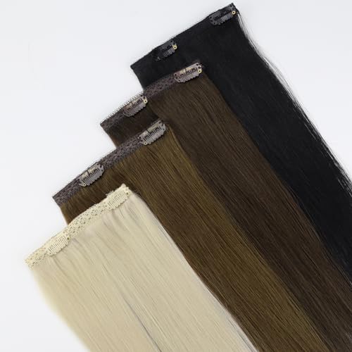 Image of Full Shine Real Hair Clip in Extensions 20 Inch Clip in Hair Extensions Balayage Black Ombre to Blonde Mix Brown Remy Soft Hair Lace Weft Long Straight Hair 3 PCS 60 Grams
