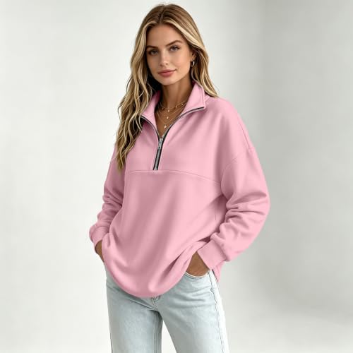 Quarter Zip Sweatshirt Women Casual Hooded Sweatshirt Cute Fall Sweatshirts - image 4