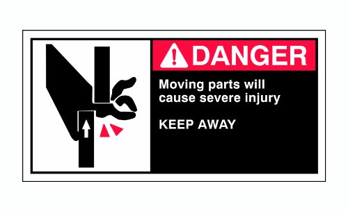 Étiquettes de sécurité Moving Parts Brady 96170 lot de 5 pour signalisation industrielle