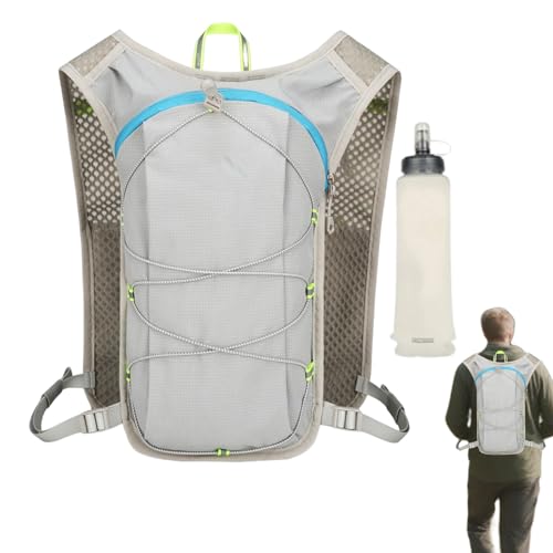 Mochila de hidratación Senderismo, mochila de botella de agua reflectante - con depósito flexible de 500 ml con correa ajustable para correr camping esquí o gimnasio caza carrera completa