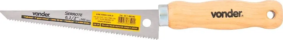 Serrote De Ponta, Profissional, Para Gesso E Drywall Vonder 6.1/2"