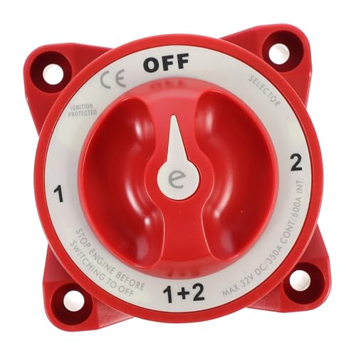 OUNONA 600a Car Yacht Rv Battery Power-off Auto Shut off High Disconnect Switch Red Plastic Easy Install