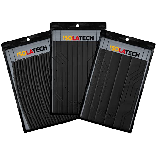 ISOLATECH Gaines thermorétractables 2:1 noire choix de 11 diamètres et longueurs (ici : Ø 20mm - 1,4mètres x 20cm - 7pcs) Cover