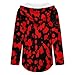 Womens Bodysuit Pullover Shirts Tops Long Sleeve Hoodie Horror Red Blood Splatter Black Tshirt, S-3XL