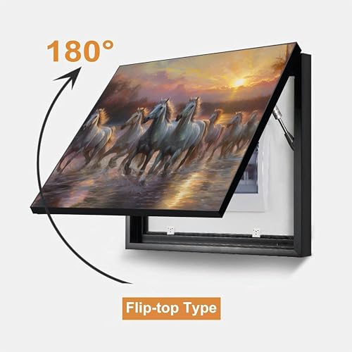 Image of Electric MCB Box Cover Frame With Hydraulic Decorative Painting White 7 Running Horse Painting Electrical Panel box Cover, Switch Box Frame Will Fit Max 10x14 inch Switch Board, Outer Size 17X23 Inch