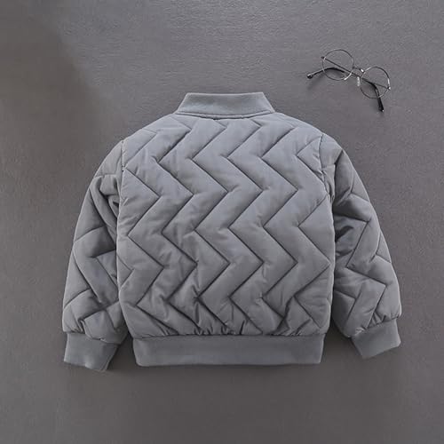 Boys' Stand Up Collar Irregular Stripe Print Solid Color Long Sleeve Zipper Cotton Jacket With Heritage Nylon2