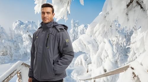 Image of QPNGRP Mens Waterproof Fleece Ski Jacket Windproof Winter Snow Coat