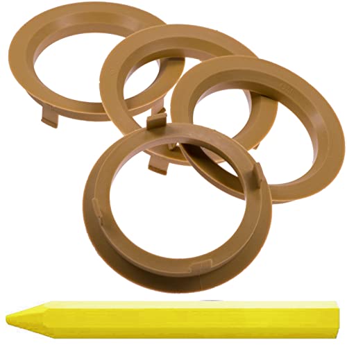 RKC 4X Anneaux de centrage Brun Clair 70,1 mm x 57,1 mm + 1x Crayon de Cire en Vert Made in Germany Cover