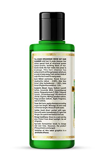 Image of Khadi Organique Neem Sat Hair Cleanser (Shampoo) 210 Ml Pack Of 1