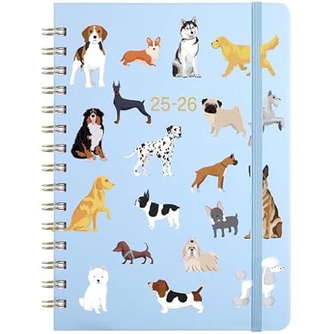 Planner 2025-2026 - 2025-2026 Weekly & Monthly Planner with Tabs, Jul. 2025 - Jun. 2026, 6.5" x 8.5", Hardcover with Back Pocket + Thick Paper + Banded, Twin-Wire Binding - Cute Dogs Cover