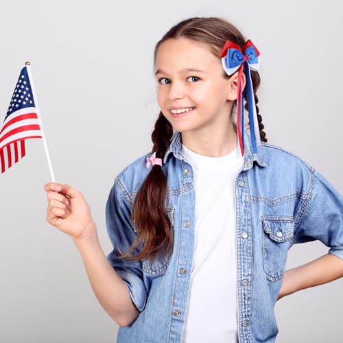 Pinzas para cabello con lazos patrióticos 4th of July miniatura 4
