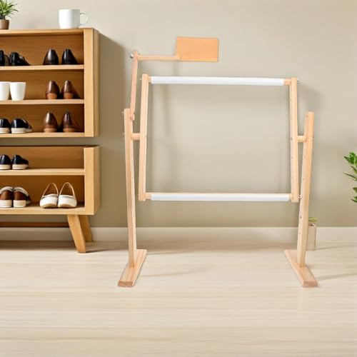Bastidor de madera de cruz punto beige ajustable de 360° para proyectos 6
