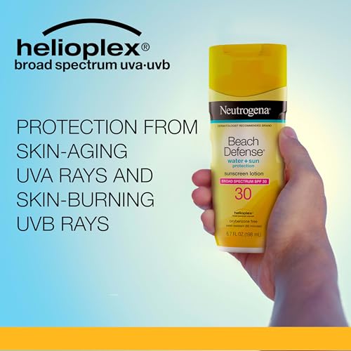 Neutrogena Sunscreen Lotion Beach Defense SPF 30, 6.7 fl oz, Face and Body Sunscreen, Oil Free, Fast Absorbing, Oxybenzone Free Sun Care - Image 5