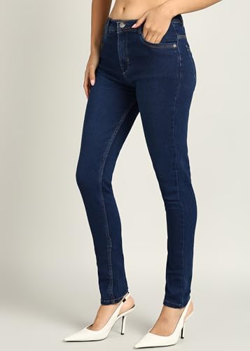 سروال جينز للنساء عالي الخصر من نيفتي، مرن بقصة ضيقة (1393N_بيسيك_38_بيسيك_أزرق_38)